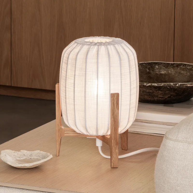 Prisma-tafellamp, eiken/wit, 24 cm, hout de Watt & Veke – photo produit