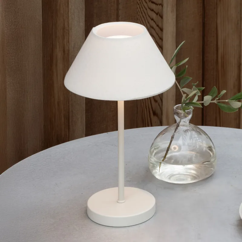Teya LED-tafellamp met oplaadbare batterij, wit, 26 cm, IP44 fra Watt & Veke – produktbillede